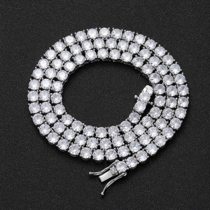 Chaîne tennis triple rangée en argent avec zircons cubiques de style hip hop