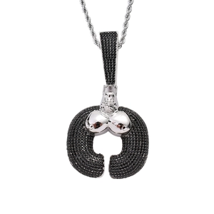 Collier Pendentif Gorille Hip Hop Zirconia Noir Pave Animal King Kong Charme Cuivre Or Argent Plaqué Chaîne Torsadée Bijoux pour Homme