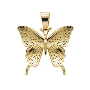 Detailaufnahme der Schmetterling-Anhänger-Rückseite mit Mikrozirkonia-Löchern in Gold