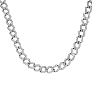 Detailaufnahme der 14mm Miami Panzerkette im Heavy-Industrial-Stil mit Zirkonia-Besatz