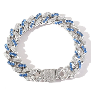 Hip Hop Panzerkette Armband Iced Out Kupfer Weiß Blau Zirkonia Armreif Herren Damen Mode Schmuck Zubehör Geschenk