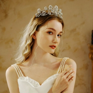 Detailed view of silver skull crown with rhinestones for Halloween party costumes