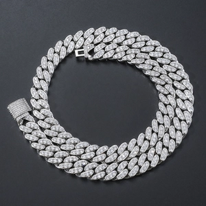 Collana a Catena a Maglie Cubane in Rame da 12mm Hip Hop per Uomo Donna Gioielli Hip Hop Pavé Iced Out Regalo Catena Cubana