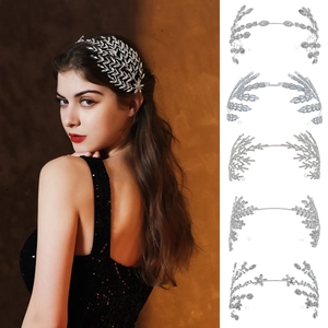 Luxus Legierung Strass Braut Haarreif Elegant Blatt Blume Haarreif Für Hochzeit Party Bankett Damen Haarschmuck Schmuck