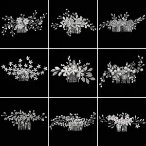 Pettine per Capelli da Sposa Fatto a Mano Elegante Gioiello per Capelli con Künstliche Perle e Strass per Matrimonio Festa Donna