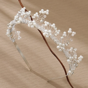 Handmade Bridal Headband Alloy Rhinestone Imitation Artificial Pearl Tiara For Wedding Party Forest Style Women Hair Accessories