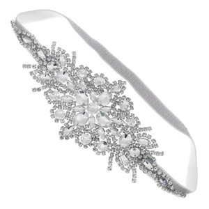 Bandeau de mariée élégant en strass avec motif géométrique en cristal brillant