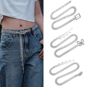 Ceinture Chaîne de Taille Strass Mode Femme Réglable Alliage Métallique Cristal Gland Papillon Cœur Boucle Bijoux de Fête