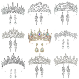Luxueux Ensemble Couronne Et Boucles D'oreilles De Mariée En Alliage Strass Bijoux De Mariage Künstliche Perle Diadème Pour Femmes Fête