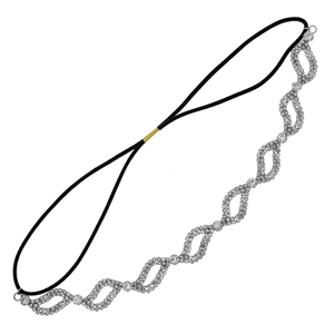 Bandeau élastique en strass avec maillons argentés pour mariée et coiffure quotidienne