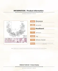Detailed size specifications for handmade floral bridal headband with copper petals