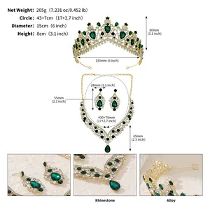 Specifiche dettagliate delle dimensioni per set gioielli sposa lusso verde