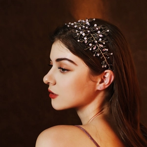 Handgefertigt Braut Gold Haarranke Mit Lila Strass Kristall Blatt Hochzeit Stirnband Für Damen Abschlussball Schmuck