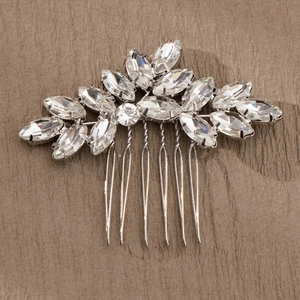 Elegant bridal hair comb with silver finish and radiant crystal rhinestones for weddings