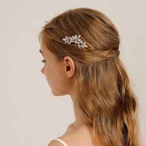 Bridal Rhinestone Leaf Hair Comb Silver Copper Wedding Party Elegant Hair Accessories For Women Hair Styling Headpiece
