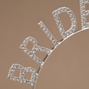 Serre-tête BRIDE argenté étincelant avec strass pour fêtes et cérémonies de mariage