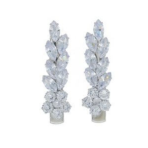 Pince à cheveux coréenne en métal argenté avec zircons étincelants et motif floral