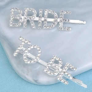 Fashion Alloy Rhinestone Bride To Be Alphabet Letter Hairpins Silver Tone Hair Accessories For Women Wedding Party Bridal Jewelry