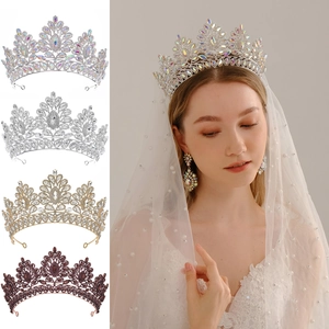 Vintage Alloy Rhinestone Bridal Crown Luxurious Baroque Tiara For Wedding Banquet Party Pageant Women Hair Accessories