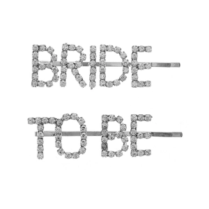 Ensemble de pinces à cheveux bride to be en strass et alliage argenté pour mariages