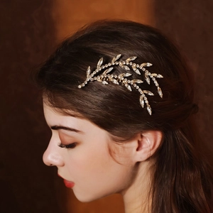 Peigne à cheveux vintage en feuilles d'or avec cristaux pour coiffures de mariée chic