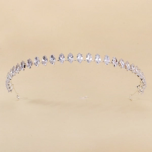 Macro shot of silver hairband featuring marquise-cut marquise-cut marquise-cut clear zircons