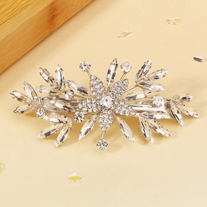 Fermaglio per capelli floreale con strass scintillanti e lega d'argento per un look elegante