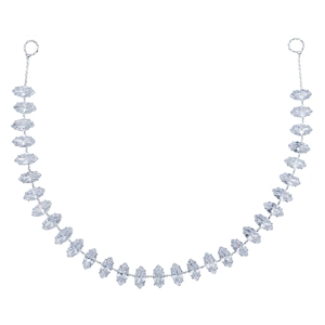 Minimalist bridal headband with marquise-cut zircons on a silver metal base jewelry
