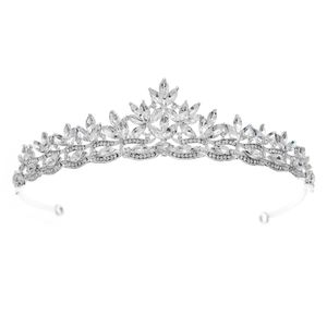 Diadème de mariée élégant avec strass marquise et base en alliage au design floral