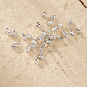 Épingle à cheveux de mariée argentée avec strass marquise pour coiffure de mariage