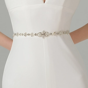 Eleganter Braut Gürtel Mit Strass Und Satinband Kristall Blumen Hochzeit Kleid Zubehör Für Damen Legierung Künstliche Perlen Taillenband