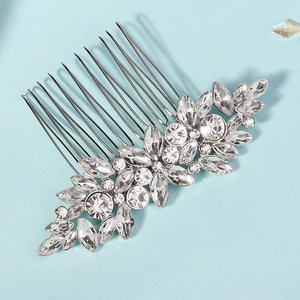 Peigne à cheveux de mariée élégant avec strass en cristal argenté pour mariage