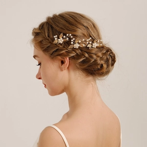 Vintage Gold Leaf Faux Artificial Pearl Hair Sticks U-Shaped Hairpins For Women Wedding Bridal Styling Hanfu Ancient Accessories