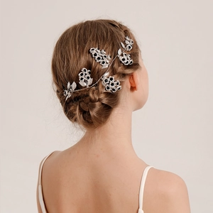 Handmade Bridal Hairband Vintage Gothic Alloy Rhinestone Flower Leaf Hair Vine Headpiece For Wedding Prom Women Jewelry