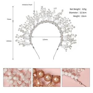 Détails du tissage artisanal en fil d'argent et perles d'imitation sur le bandeau