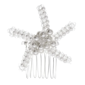 Exquisite sea star hair comb with handmade beads pearls and crystals for wedding bridal styling