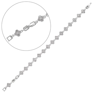 Bracelet trèfle argenté avec cristaux micro-pave et fermoir à rabat élégant et sécurisé