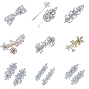 Fashion Flower Leaf Alloy Hair Clip Shiny Zircon Rhinestone Hair Accessories For Women Wedding Daily Side Hairpin