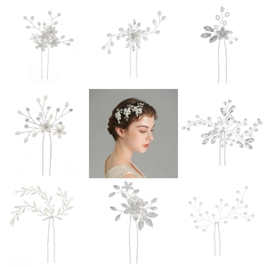 Handmade Artificial Pearl Rhinestone Bridal Hair Pin Alloy Flower Hair Stick For Wedding Banquet Elegant Women Hair Jewelry Accessory