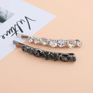 Elegant rhinestone bobby pins in silver and gun black finish for women's hair styling