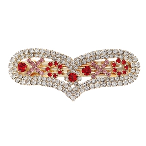 Pince à cheveux dorée avec coeurs XOXO en strass pour bijoux de Saint Valentin