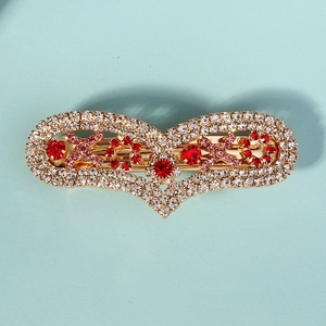Pince à Cheveux de Luxe Dorée XOXO Cœur pour Femmes Saint Valentin Alliage Strass Accessoires Cheveux Bijoux Rétro Incrustés