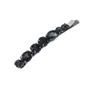 Elegant Korean style dark crystal hair clip with sparkling rhinestones in a minimalist design