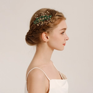 Vintage Handmade Leaf Rhinestone Bridal Hair Comb Elegant Wedding Party Hair Accessories For Women Decorative Headpiece
