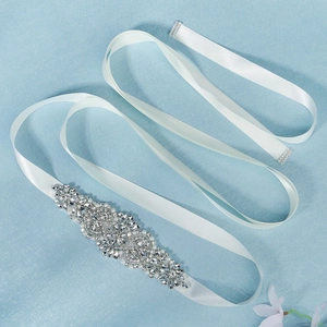 Luxury Rhinestone Artificial Pearl Bridal Sash For Wedding Dress Satin Ribbon Belt Women Prom Party Gown Formal Accessories