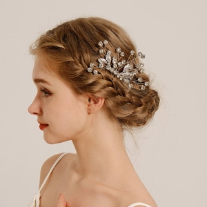 Handmade Bridal Hair Comb Silver Alloy Leaf Rhinestone Wedding Hair Piece Elegant Forest Photography Jewelry For Women