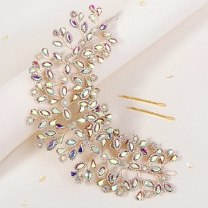 Ensemble d'accessoires de coiffure de mariée avec vigne et barrettes dorées en strass