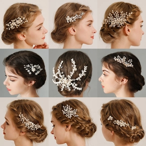 Handmade Bridal Hair Comb Luxury Alloy Imitation Artificial Pearl Rhinestone Hair Accessory For Wedding Party Women Elegant Headpiece