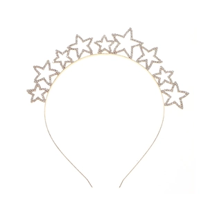 Diadema de metal dorado con estrellas de strass para peinados de fiesta y uso diario