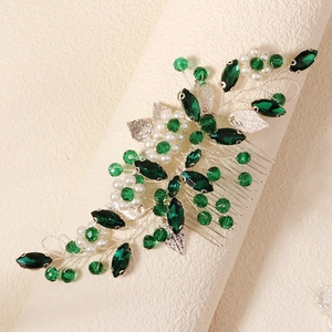 Peigne à Cheveux Mariage Fait à la Main Fleur Feuille Alliage Strass Künstliche Perle d'Imitation Coiffe de Mariage Accessoires Cheveux Femme